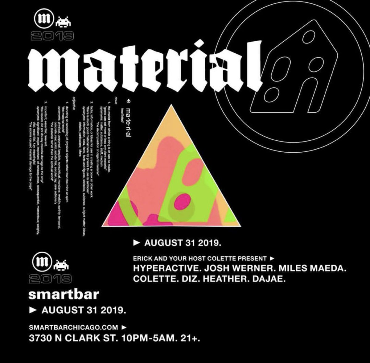 djheather's tweet photo. #Incoming #Material #SatAug31St @SmartBar #Chicago ๐ฅ#ComeEarlyStayLate https://t.co/cj0pYfTZIc