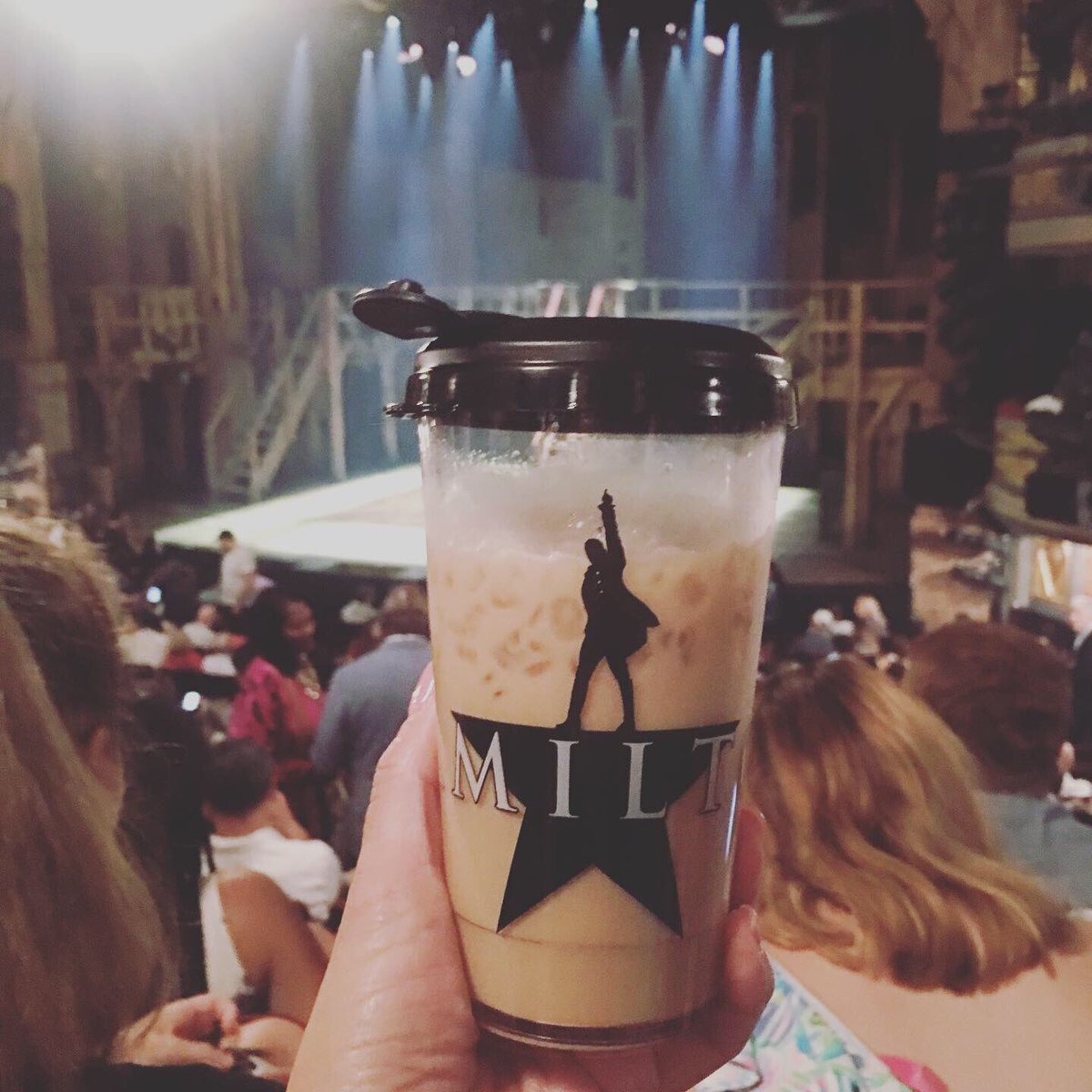 margieacsa's tweet photo. Yesterday we finally got to see Hamilton. Brilliant!!! And I am so grateful to my husband Tom for the chance to watch it NYC. We ordered a lattรฉ at intermission & got a souvenir cup too! #weekendsweremadeforfun https://t.co/dpy79pAEwD