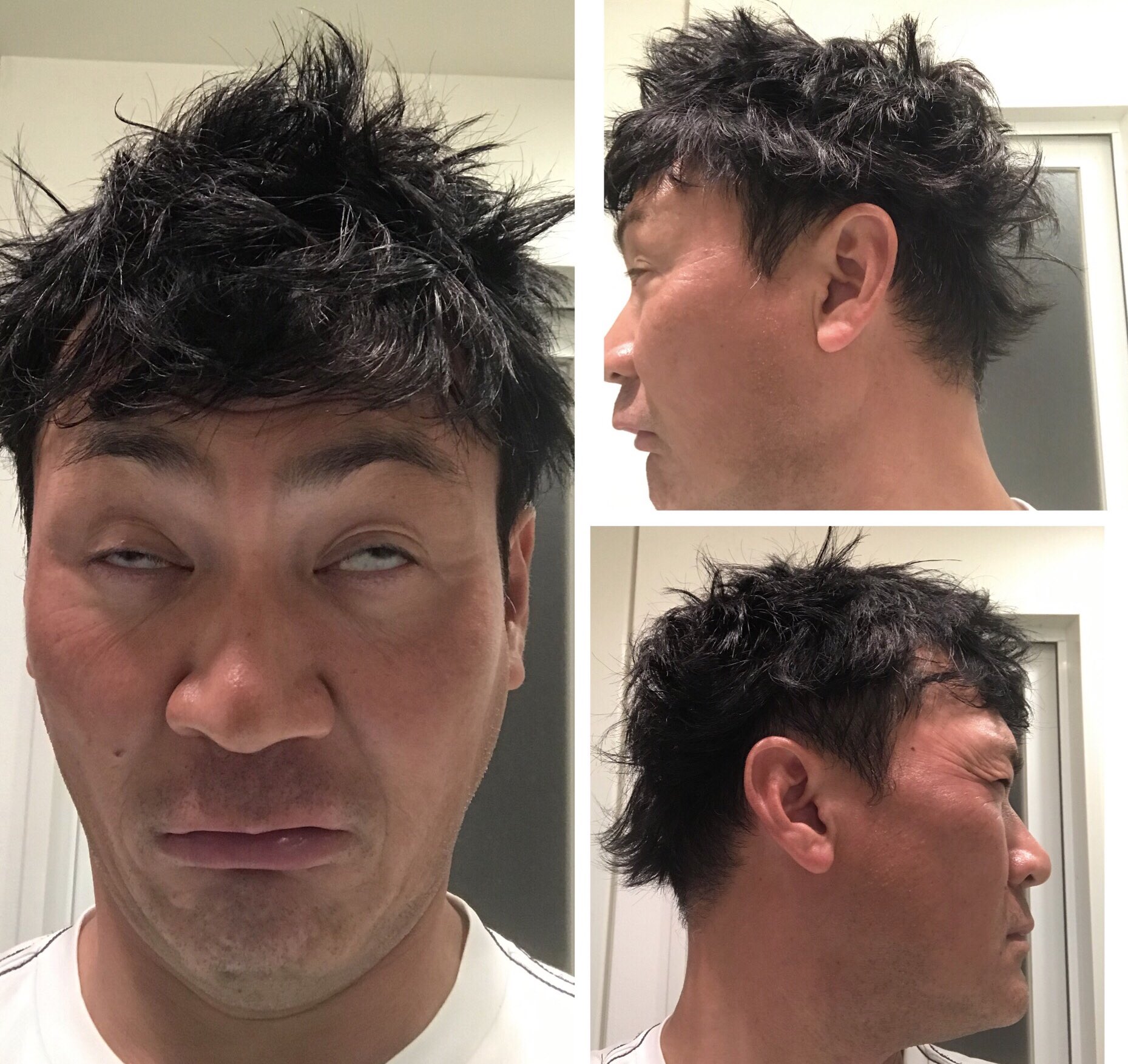 エブリー かいいとこないですカ 背中w 一人美容室のシャンプーごっこを満喫シ 仕上げ終了 男は黙ってベリーショート 頭も心も軽るくなリ スキップしたくなって来たのは言うまでもないっちゃんネ セルフカット Barberエブリー マイ