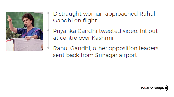 ndtv's tweet photo. Woman Meets Rahul Gandhi On Flight From Srinagar. Priyanka Gandhi Tweets https://t.co/Kzs4Dzyx0z #NDTVNewsBeeps https://t.co/rKa8tqvDcG