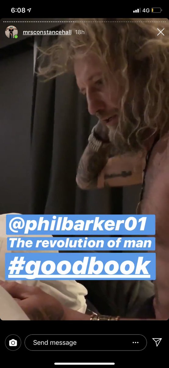 PhilJBarker's tweet photo. Constance Hall’s partner, Denim, read bits of #TheRevolutionofMan aloud on their insta story, which was a wonderful and surreal thing to see. Thanks! #constancehall #queensofconstance https://t.co/DqctlLcLDE
