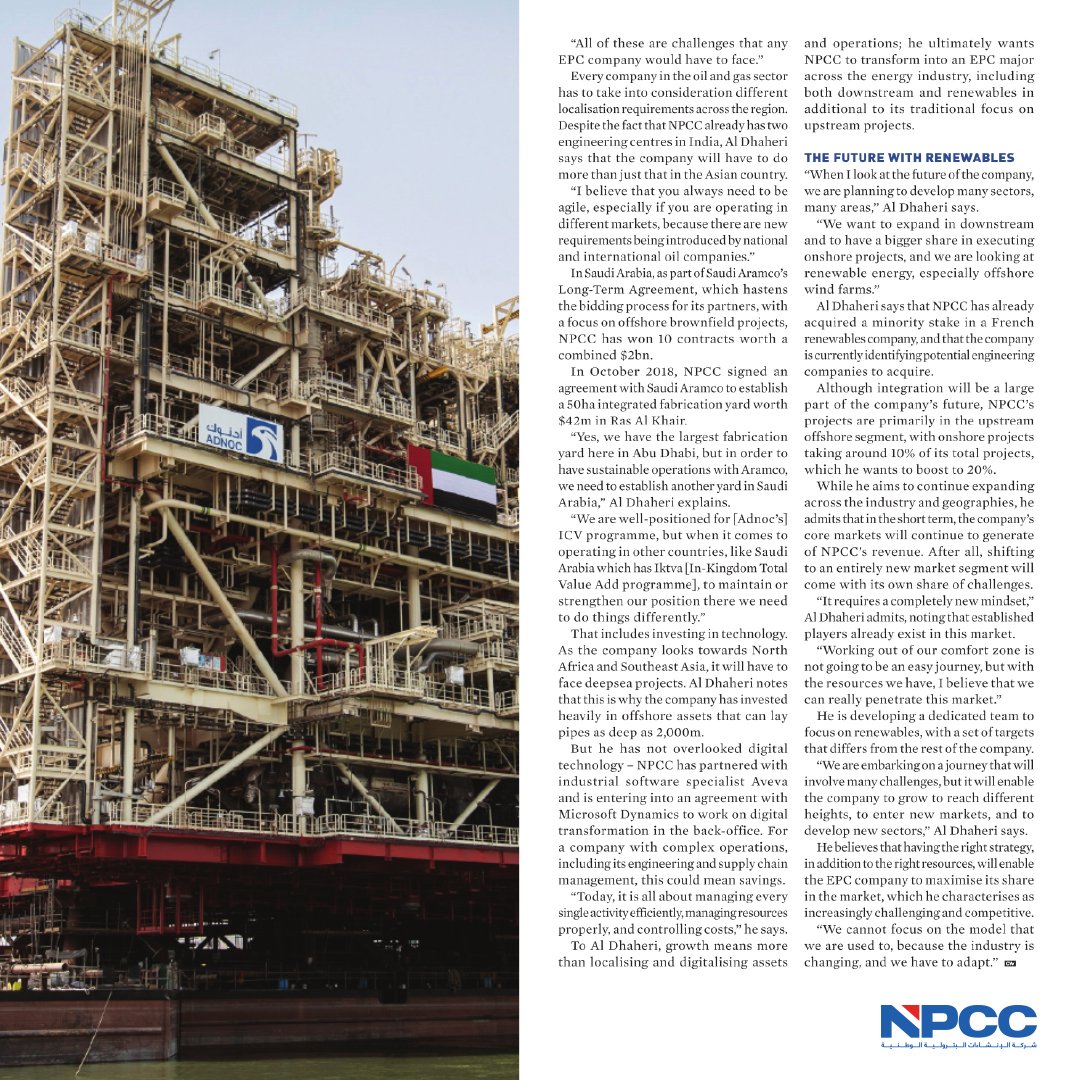 nmdc_energy's tweet photo. NPCC CEO Eng. Ahmed Al Dhaheri sits down with Construction Week to discuss expansion plans, industry challenges, and adapting to a future of new technologies.
#MadeInUAE #FromTheUAEtoUAE #InAbuDhabi #UAE #NPCC #beyondthepossible https://t.co/k8rr52mVXj