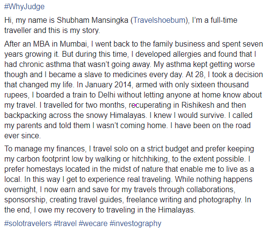 I4Investography's tweet photo. #WhyJudge

Hi, my name is Shubham Mansingka (
@travelshoebum), I’m a full-time traveller and this is my story.

https://t.co/BumnkBfGay https://t.co/xVpdeVN9Vr