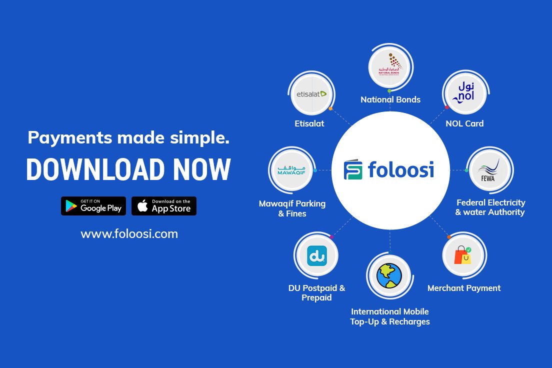 foloosi's tweet photo. Payments made simple. DOWNLOAD NOW

@foloosi #paymentsgateway #Etisalat #FEWA #NOL #NationalBond #Mawaqif #Electricitypayment #WaterPayment #Download #MawaqifParking #MawaqifFine #RechargeUAE #Dubai #Sharjah #DuTopUp https://t.co/UTNVg1IOqR