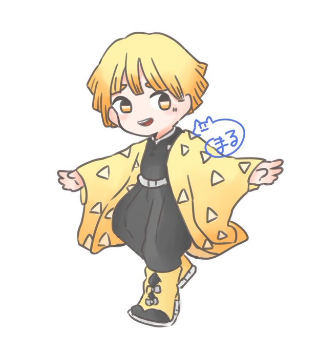 にゃーまるさんがTwitterに投稿した我妻善逸(鬼滅の刃)のイラスト。