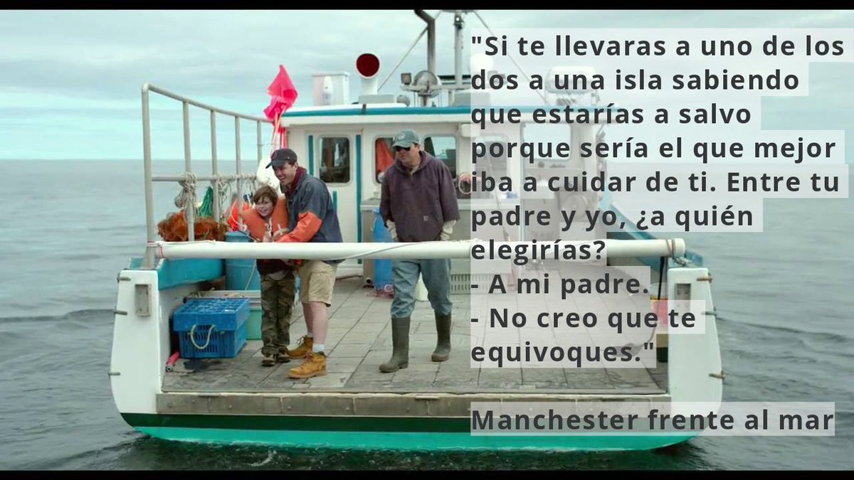 🗨️ 'Si te llevaras a uno de los dos a una isla sabiendo que estarías a salvo porque sería el que mejor iba a cuidar de ti. Entre tu padre y yo, ¿a quién elegirías?
- A mi padre.
- No creo que te equivoques.'

🎬 Manchester frente al mar

#ManchesterFrenteAlMar