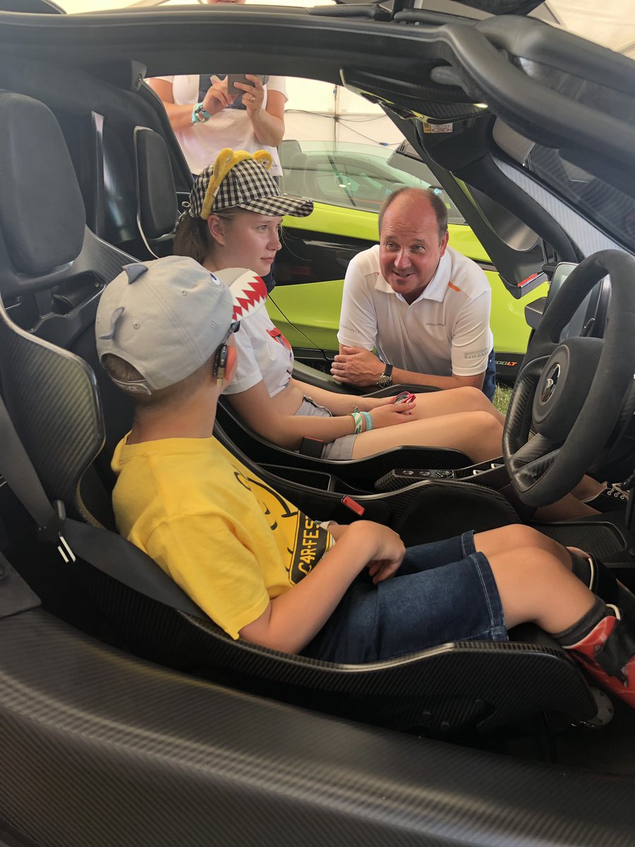 Big Pudsey supporter and <a href="/McLarenGroup/">McLaren Group</a> <a href="/McLarenAuto/">McLaren Automotive</a> fan, Daniel, getting a tour of the Mclaren Senna by the lovely Mark Norris