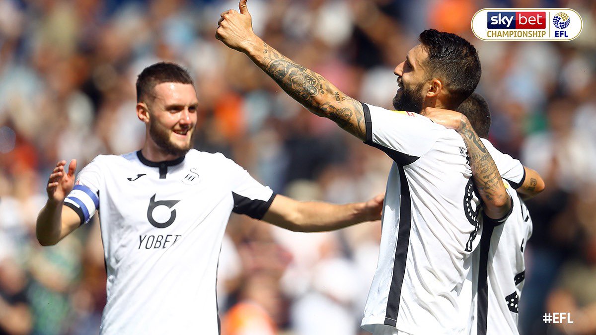 SkyBetChamp's tweet photo. .@SwansOfficial’s best start to a league season since 1978. 

Enjoy the rest of your bank holiday @SwansOfficial fans! 

🦢 🦢🦢

#EFL | #SkyBetChampionship https://t.co/sokHwEHF05