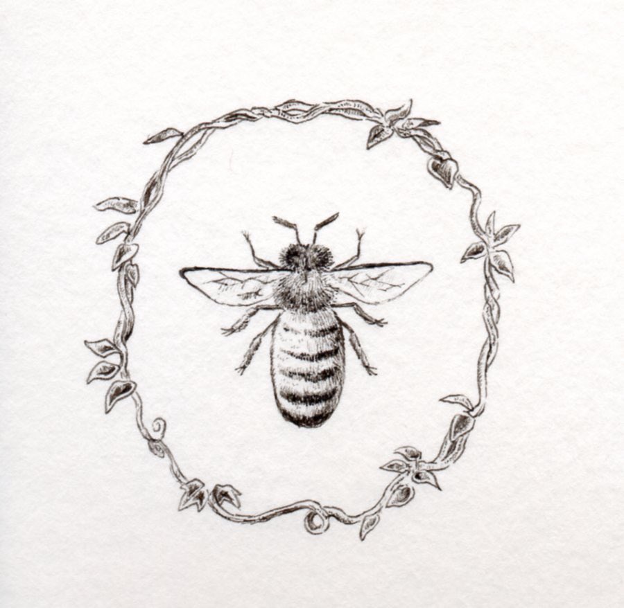 お仕事 タトゥーのデザインをさせていただきました ミツバチと蔦で とのオーダー 鯨庭 のイラスト