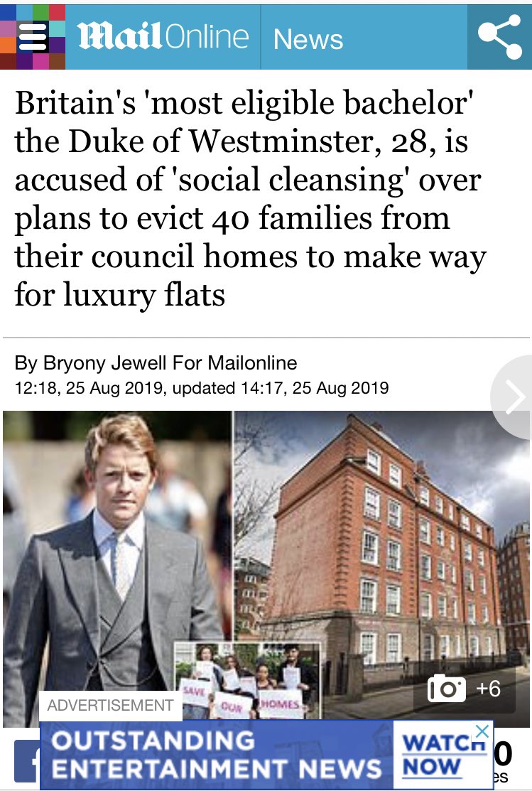 A 28 year-old who inherited billions from his aristocrat father is planning to evict 40 families so he can build luxury flats.

There is no justification for the rich and the idle to have so much power over working class people’s lives.