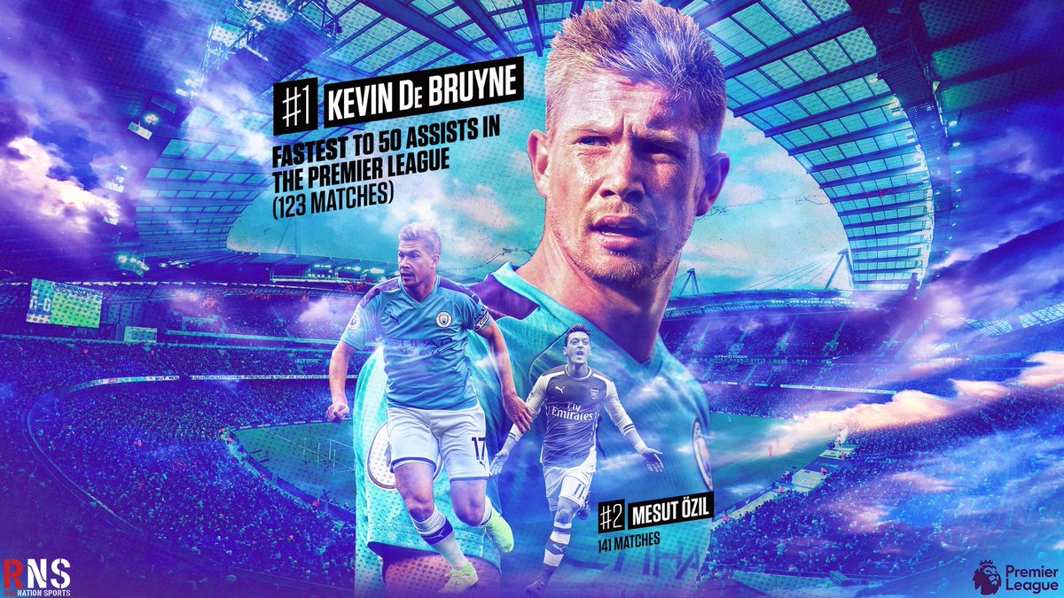 HE’S DONE IT!!! @DeBruyneKev is now the fastest player to 50 assists in <a href="/premierleague/">Premier League</a> history 🙌🏆🎩