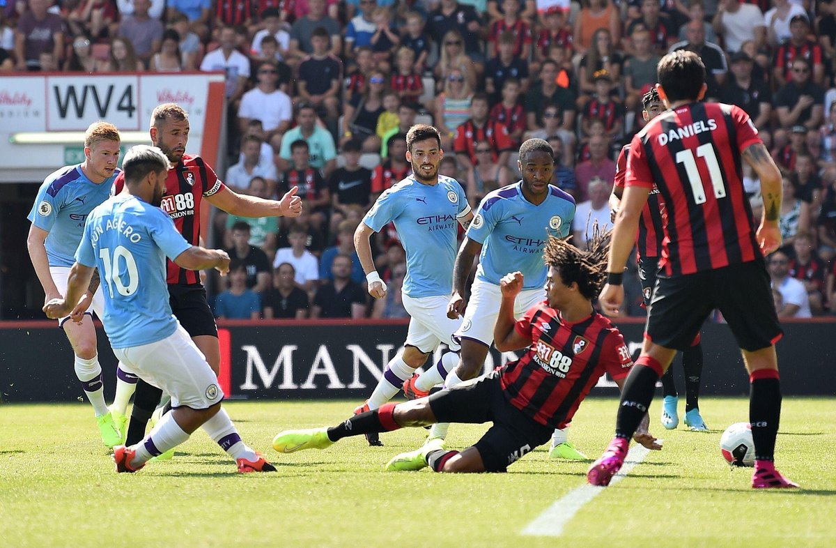Brilafm889's tweet image. Halftime at Dean Court Stadium, @afcbournemouth 1 - 2 @ManCity.

⚽️ Harry Wilson (45+3’)

⚽️ Sergio Aguero (15’)
⚽️ Raheem Sterling (43’)

#brilafm #brilasports #waveurbanner #epl #BOUMCI