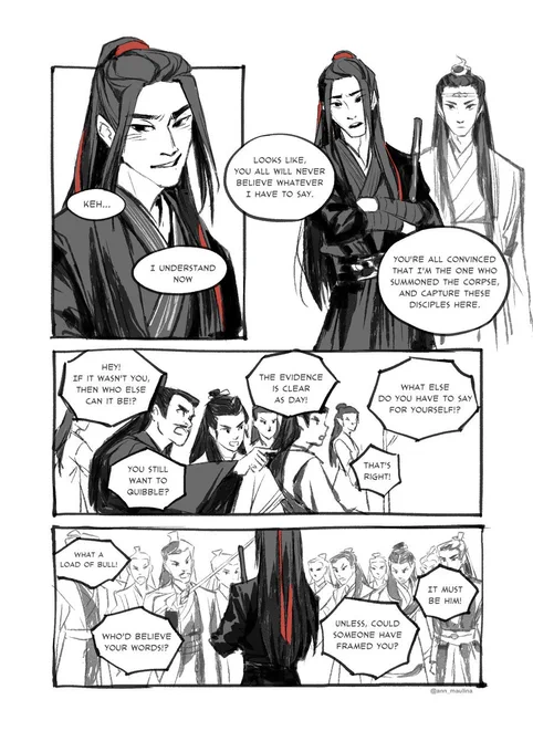 "我在", an experimental comic I did on my break. A scene based on #MoDaoZuShi audio drama season 2 episode 16. My fav #WangXian moment so far (but they didn't featured it on #theUntamed). Poor #weiwuxian got resurrected just to be framed all over again. 