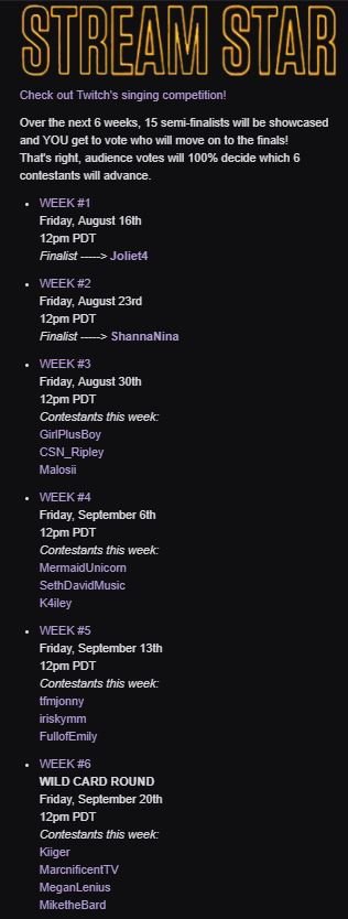 jolietfour's tweet image. Finally got this panel filled out on my twitch page. I promise to keep it updated, if you're ever wondering what the latest is with @TwitchSings #streamstar Absolutely phenomenal talents, here.