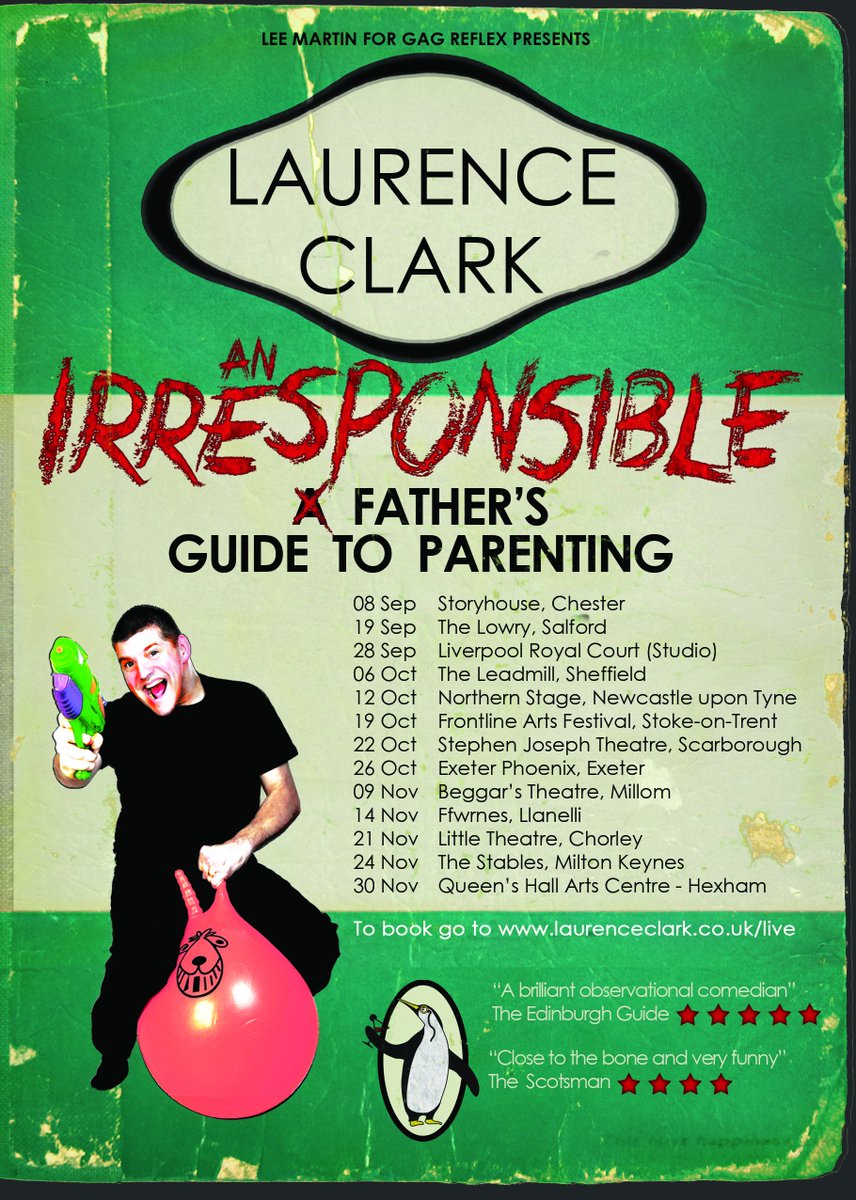 gag_reflex's tweet photo. Fresh from his smash hit, critically acclaimed success in #PurposelessMovements by @BOPTheatre #edintfest;
 
@Laurence_Clark goes ON TOUR this Autumn

'An Irresponsible Father’s Guide to Parenting' nationwide
Tix: https://t.co/wHBdi8arCm
#Accessibility #CerebralPalsy #family https://t.co/1iNJwtYUDQ