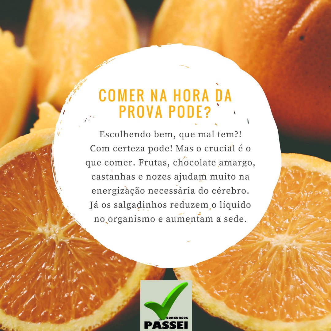Concursospassei's tweet photo. Que tal um dica para encarar a prova?! Na hora da prova além de uma boa estratégia, ter energia para encarar é fundamental. Por isso é importante pensar na sua alimentação sim! #horadaprova #provadeconcurso #enem #enem2019 #concurfriends #concursopúblico #vidadeestudante https://t.co/9egzVd65pt