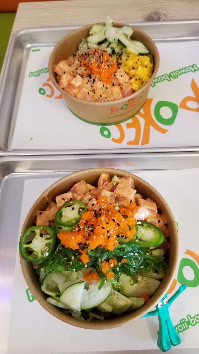 Tried PokeCo at 91 W Mineral Ave. good fresh poke lots of choices lots of sauces and toppings. #Gumby thumbs up. Spicy salmon and spicy ahi, had them add jalapeno. You can have anything you want just ask