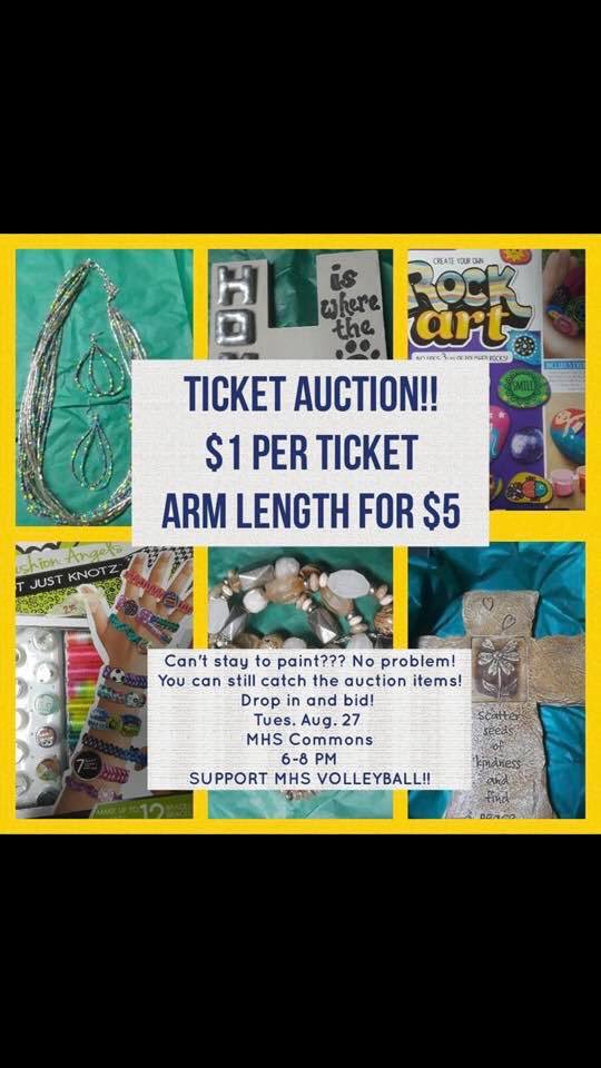 Magvball's tweet photo. August 27th is a big day! There are a few spots left in our paint and dip! So sign up and have some fun!  We also have a ticket auction! Come win some cool stuff and have a good time! 🏐💙💛 https://t.co/E3COSjZiTm