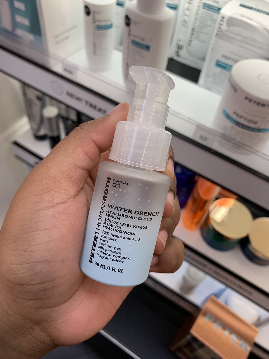 Peter Thomas Roth Water Drench Serum. $65. Hyaluronic acid, honey, urea, sodium PCA, and Glycerin. SUPER hydrating and calming. Layers really well under other products. Best for dehydrated and oily/acne prone skin. Still great for all skin types. Fragrance free!