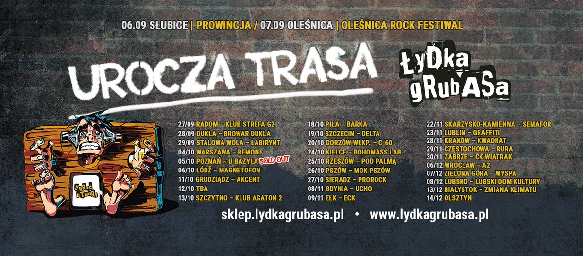 Nasza Urocza Trasa wyglada o tak...
Poznań wyprzedany reszta idzie na rekord. #uroczatrasałydkigrubasa #graćutwory #koncerty