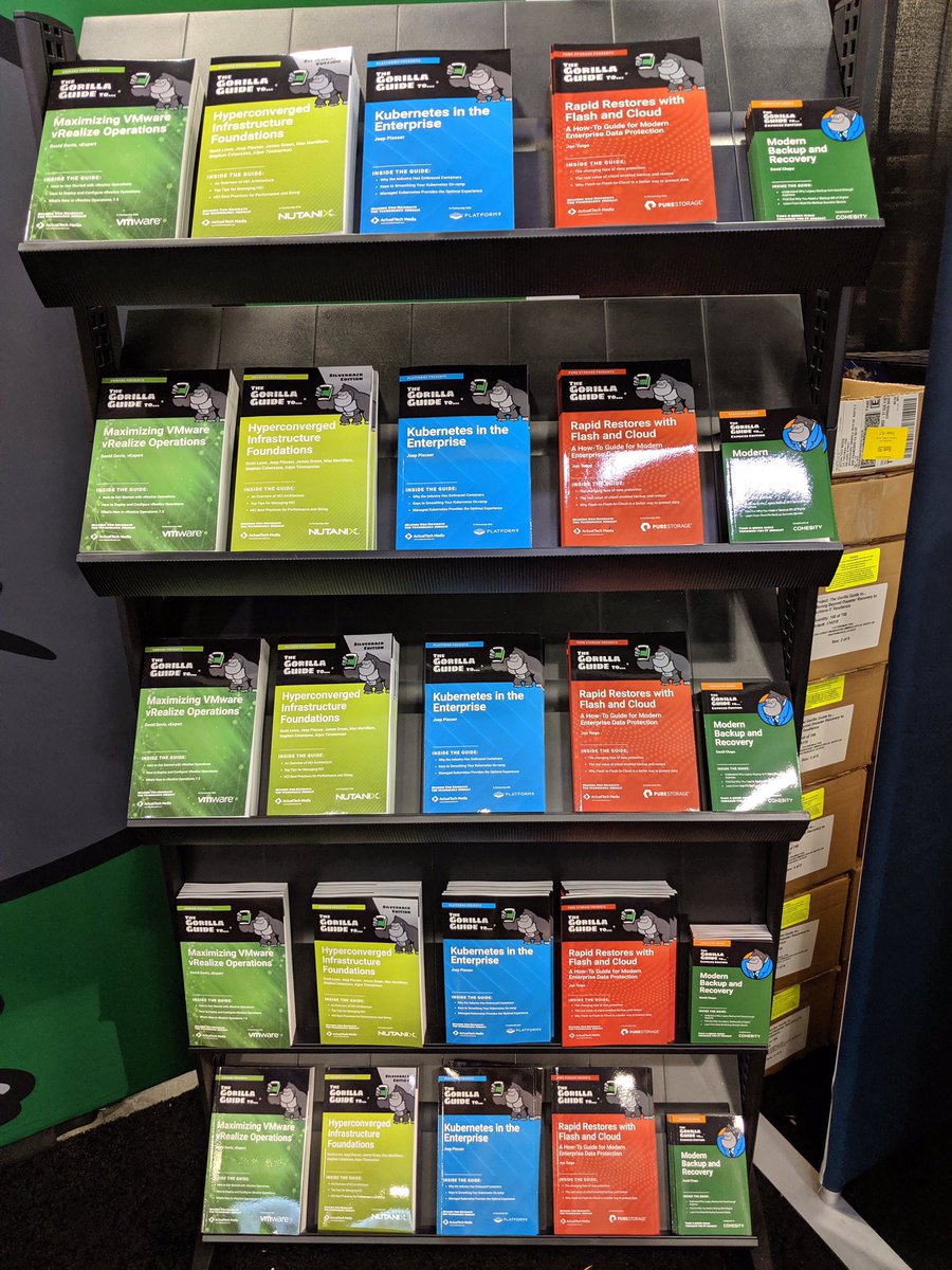 cxi's tweet image. Be sure to visit the home of the #GorillaGuide by @ActualTechMedia in booth 250 at #VMworld so many high quality book giveaways! #vExpert @VMworld @VMware @Oracle @Flexential @Zerto @PureStorage @Hitachi @Platform9 @Cohesity #vRealize #Kubernetes #K8s #Containers #HCI