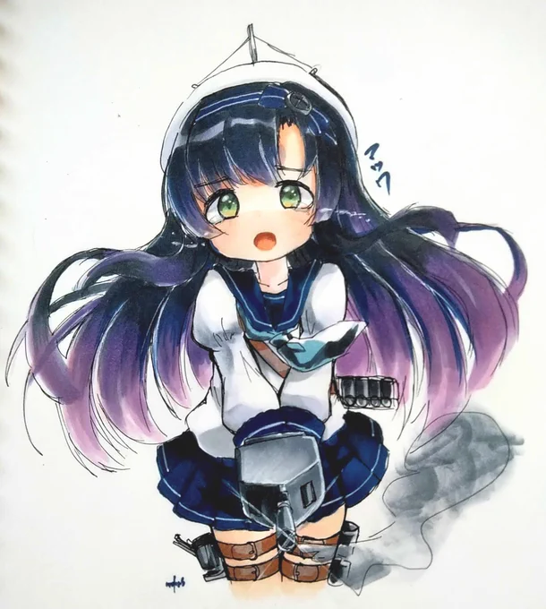 #艦これ版深夜の真剣お絵描き60分一本勝負
#艦これ版真剣お絵描き60分一本勝負_20190825
こないでっ!!! 