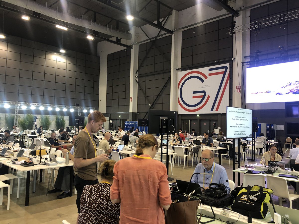 Katja_Iversen's tweet photo. Hard at work in the media room with the latest and greatest from the #GenderEquality Council and the meeting with the #G7 leaders. #G7Biarritz #G7France https://t.co/DOu7o0YDYQ