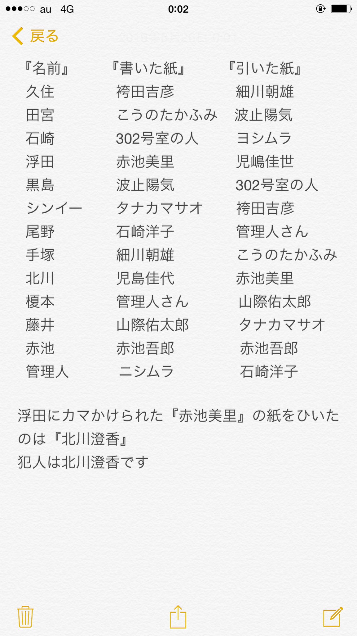 ダージリンの珈琲 あなたの番です 考察 交換殺人ゲームの一覧表を完成させたら犯人判明 犯行日はラジオの放送がない日 あなたの番です T Co Lgjytfyjer Twitter