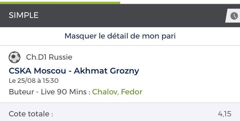 Drefherder's tweet photo. Merci @FootRusse 😍 pour le #Live
Tenté Chalov en #livebet après lecture de tweets (quand ça captait) et ✅ : 4,15 😊
Véritable bet à l’aveugle 😭
Suivez ce compte !
#Football #PremierLiga #Livebt https://t.co/tD2y5hnAiN