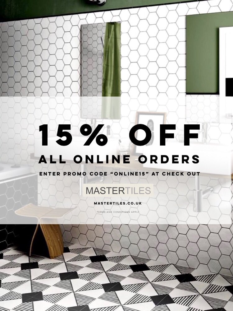 MasterTiles_'s tweet photo. We have 15% off all online orders at the moment. Some great deals available #tiles #tiling #brighton #hove #interiordesign #sussex #surrey #renovation #interiordesign #walltiles #featuretiles #outletstore #trade #retail #stock #tiler #tileadhesive #grout #ecofriendly #sale https://t.co/uNbFKkCH1i