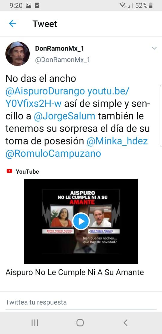 NewDgo's tweet photo. Y OJO AQUÍ, EL RECIÉN ESTRENADO BULEADOR CIBERNETICO, EL SENADOR @JuanQuinonez_  AMENAZA AL ACTUAL PRESIDENTE @JorgeSalum EN SU DÍA DE TOMA DE PROTESTA, YA SABEN QUIEN ES EL RESPONSABLE DE LOS ATAQUES EN CONTRA DEL ALCALDE ELECTO EN SU PROTESTA 

https://t.co/U9wksETkoV https://t.co/QVRYuKgjDa