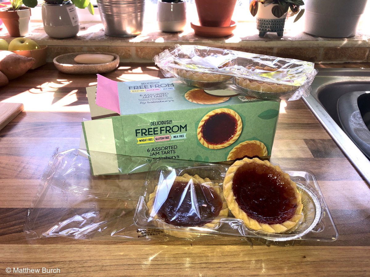 Jam Tarts ‘Free From’ by <a href="/sainsburys/">Sainsbury's</a> taste pretty good BUT look at the packaging! LOOK! A box, 3 plastic wrappers, 3 plastic trays, 6 foil trays!  No recycling guide! Surely this can be lessened? Reduce packaging <a href="/SainsburysNews/">Sainsbury's News</a> #reducepackaging #Sustainability
