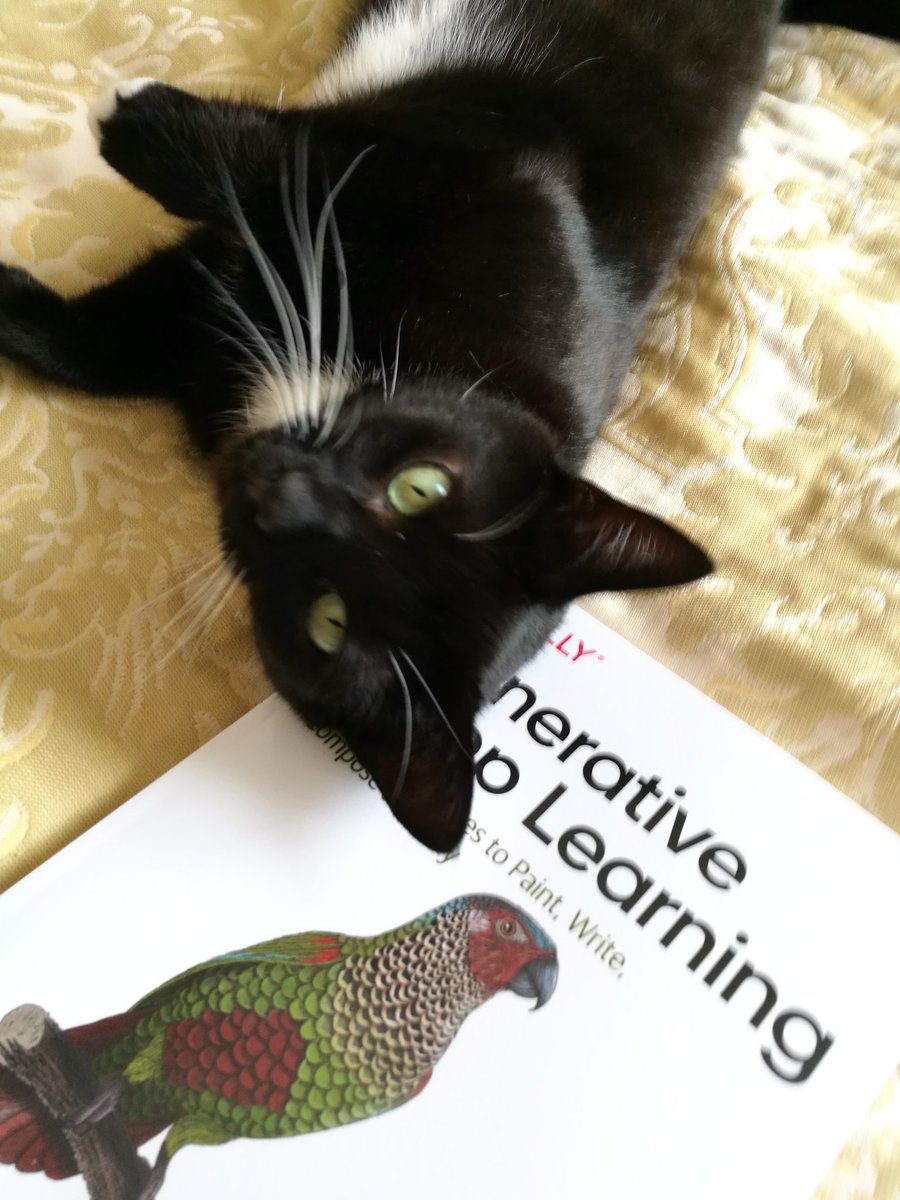My copy of David Foster's Generative Deep Learning has arrived 😀 I am pleasantly surprised to see my #LDNcreativeAI meetup get a mention alongside <a href="/_ScottEaton_/">Scott Eaton</a> 's work 😻 🎉
