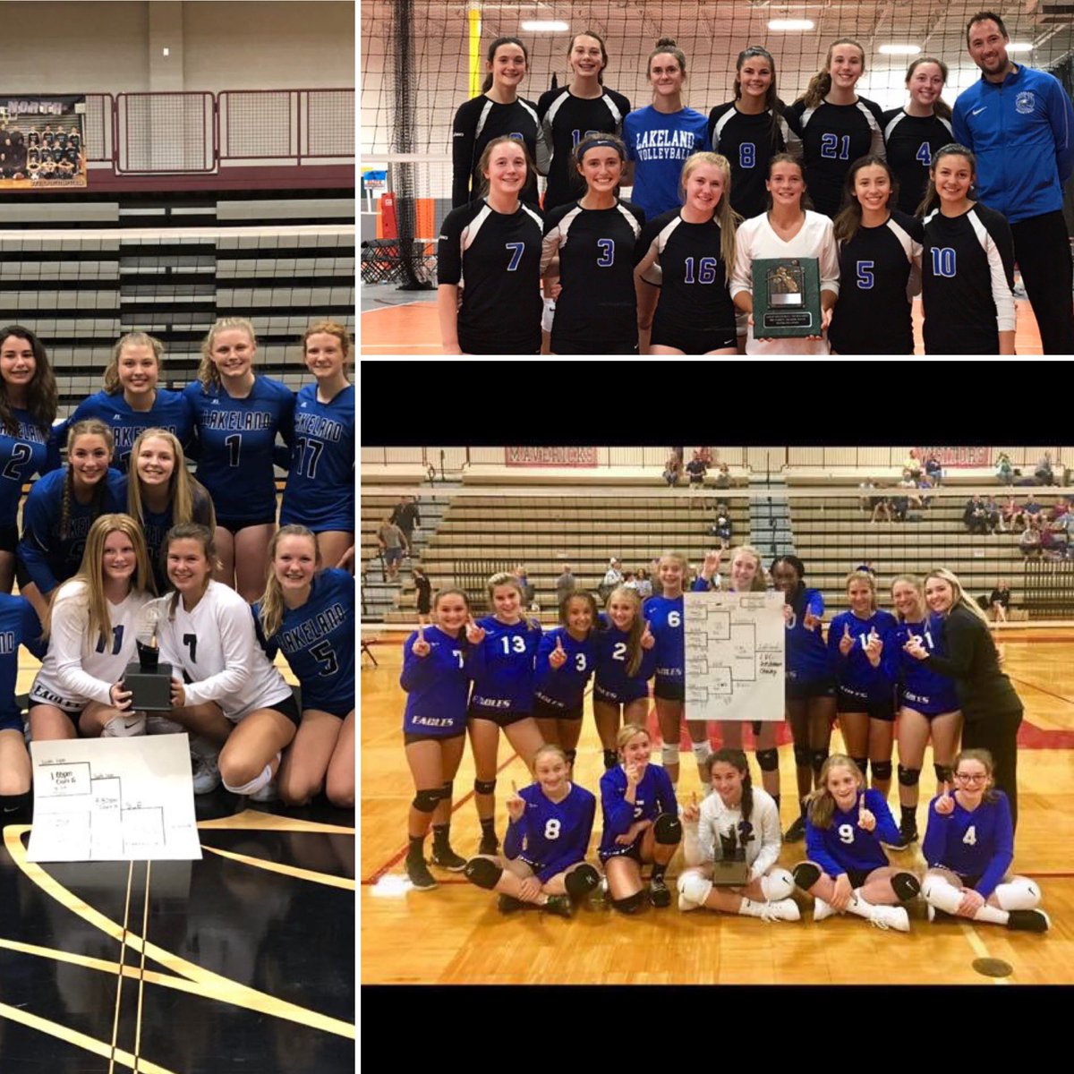 Lakeland_Vball's tweet photo. Great day for All three programs yesterday. Freshman winning the lvc tournament, Jv winning the lvc tournament, Varsity winning silver at Lake Orion tournament. #wearelakeland @LHSeagle4sports @LakesVC @MrScottRolando @LakelandLHS https://t.co/6vTFAIWISI