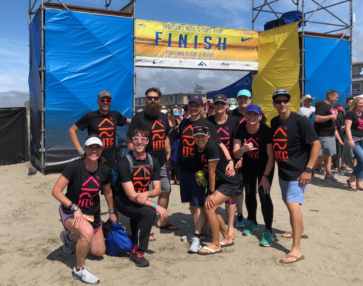 mmaynard11's tweet photo. Finish line pic of the Super Delegates at the beach. On the struggle bus today, but great times! #htc2019 https://t.co/PMzCn32WIb