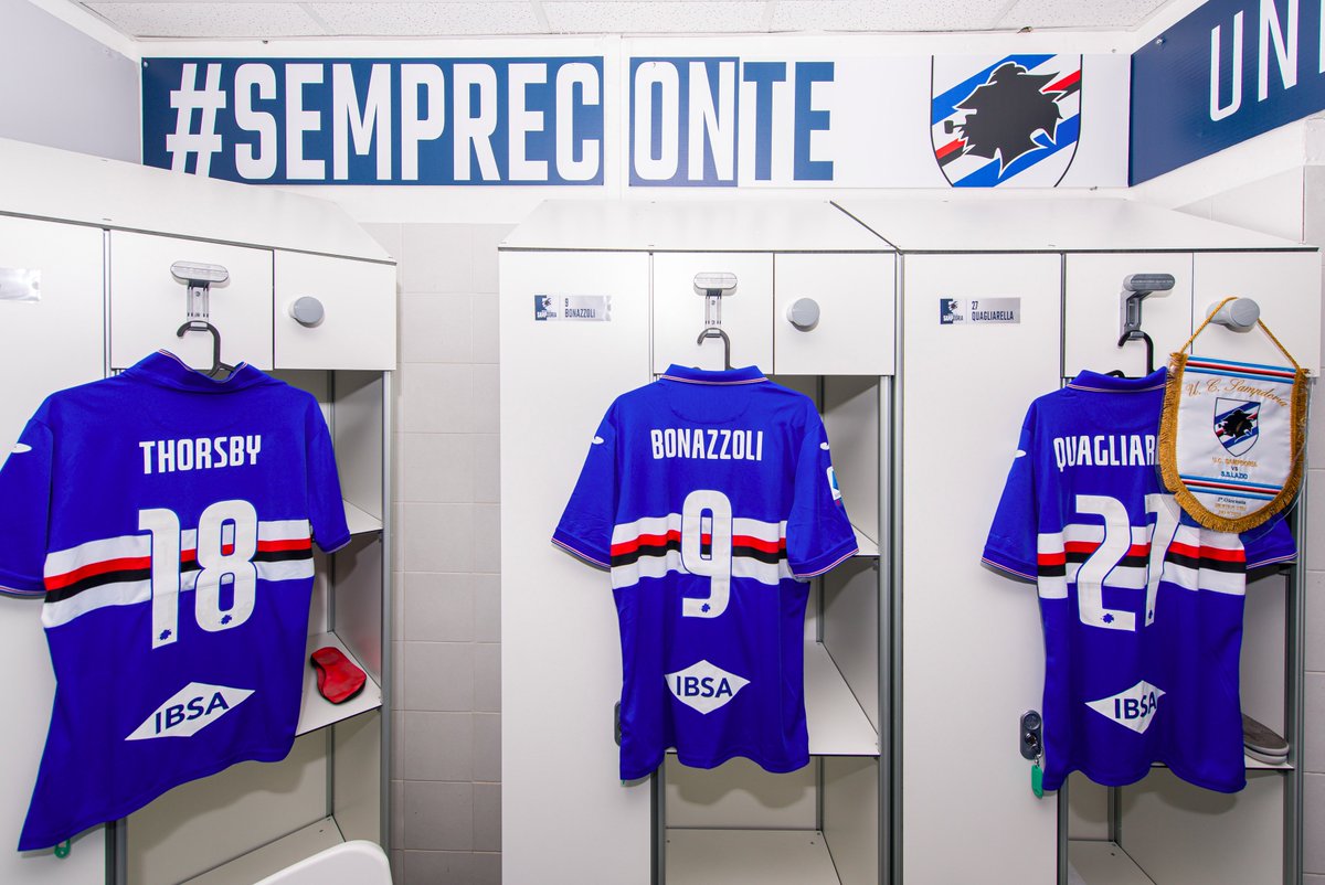 sampdoria's tweet photo. 📷 #SampLazio è alle porte. Le maglie più belle del mondo sono pronte per debuttare nella @SerieA 2019/20. Ragazzi, non resta che onorarle. 💪🏼 https://t.co/sxYVLMoqXT