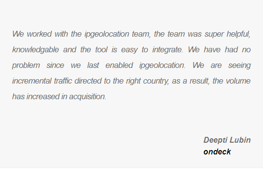 ipgeolocationio's tweet image. Thank you @OnDeckCapital for the great review:

#ipgeolocation #customer #review