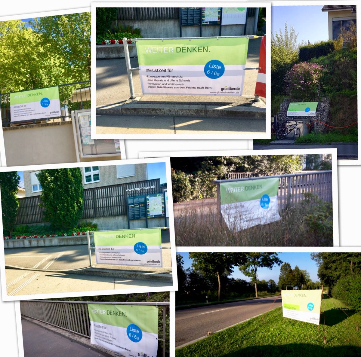 Unsere Blachen sind aufgehängt im Bezirk Rheinfelden! 💪🏻Grünliberale aus dem Fricktal nach Bern! #EsistZeit