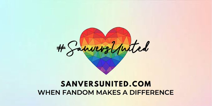 SanversW's tweet photo. #SanversWeek - Day 7 - Favorite thing about Sanvers fandom.
I like to see the fandom still alive, thriving, creative and supportive.
This fandom can make a difference, the best example is @SanversUnited raising money for @TrueColorsUnite https://t.co/I85DWVVF5W