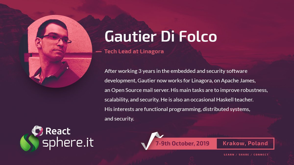 ReactSphere's tweet image. Say hello to Gautier! #ReactSphere and#SphereIT2019 speaker and formally a tech lead at Linagora 💪