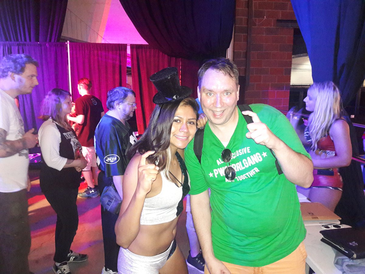 JoLene00Negativ's tweet photo. @XavierWoodsPhD @realfredrosser @katarinasinfamy @TenilleDashwood @AllieImpact @WeAreRosemary @BraxtonSutter @TheRealMorrison @Lady_Scarlett13 @meowdyxyall @TheLadyJSays @SeriouslyEagles @JessicaTroyPro @Shazza_McKenzie @dabryceisright @darewolf333 @MrHatfield4 @BoomerHatfield @HermitCrabWalk @Oceanea__ @MerlokCHIKARA @DatCajunCrawdad @dustinrhodes @ReneeYoungWWE @thePenelopeFord @RogueWomenWAR @thunderrosa22 @Trixie_Tash @holidead @ZoeLucasPro @wolfinjapan @hanadayo0903 @doranyanpa The lighting at #progressPhilly wasn't great, and the line was intense but I managed to meet @tonistorm_ and even wore the hat I wore in my cosplay pic of her! @ashley__vox wanted to know what the hat was about, and when told, she wanted to wear it, so of course we took a pic. https://t.co/kDmGcihosI
