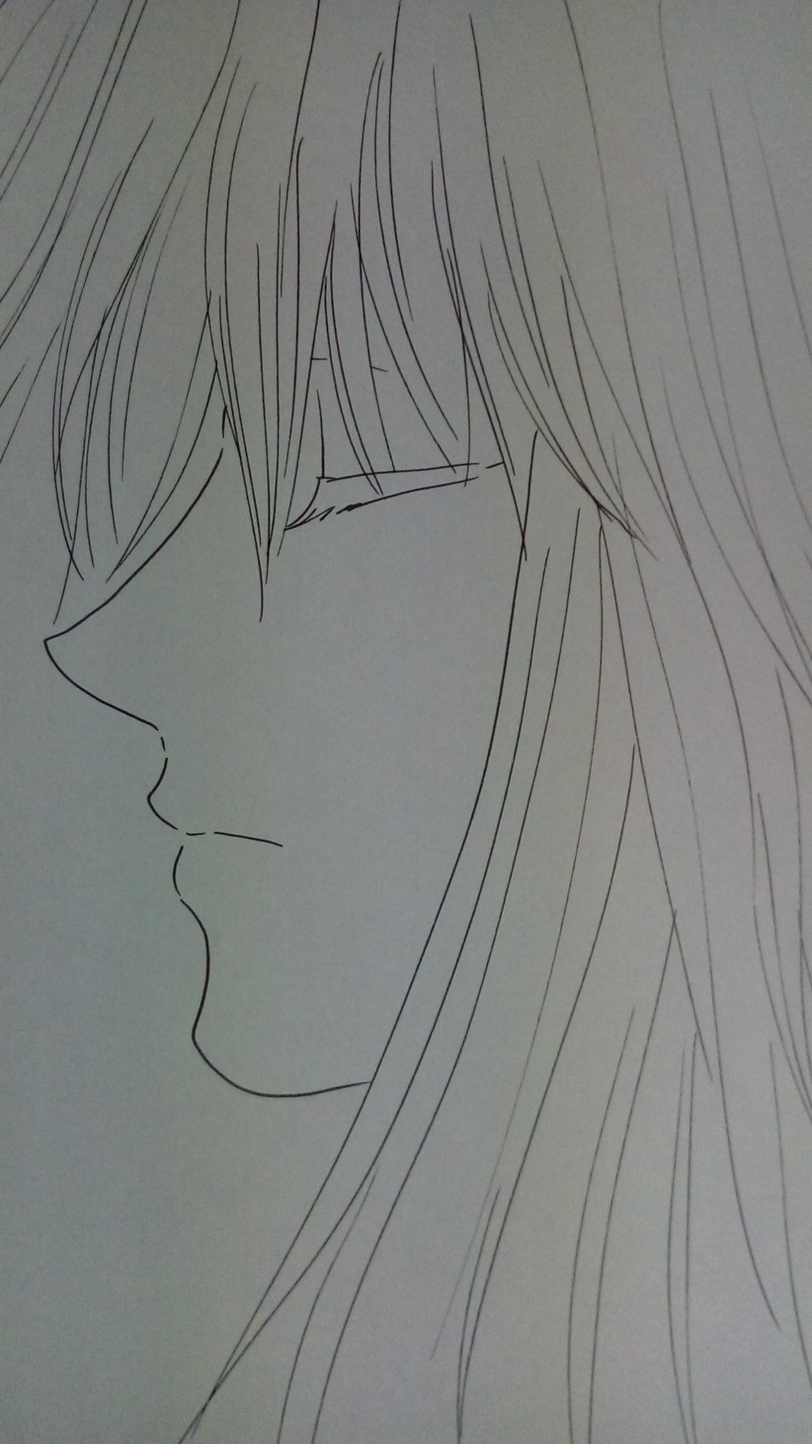結城るい No Twitter 落書き イラスト 目閉じてる横顔女の子 結城るい No Twitter 落書き イラスト 目閉じてる横顔女の子