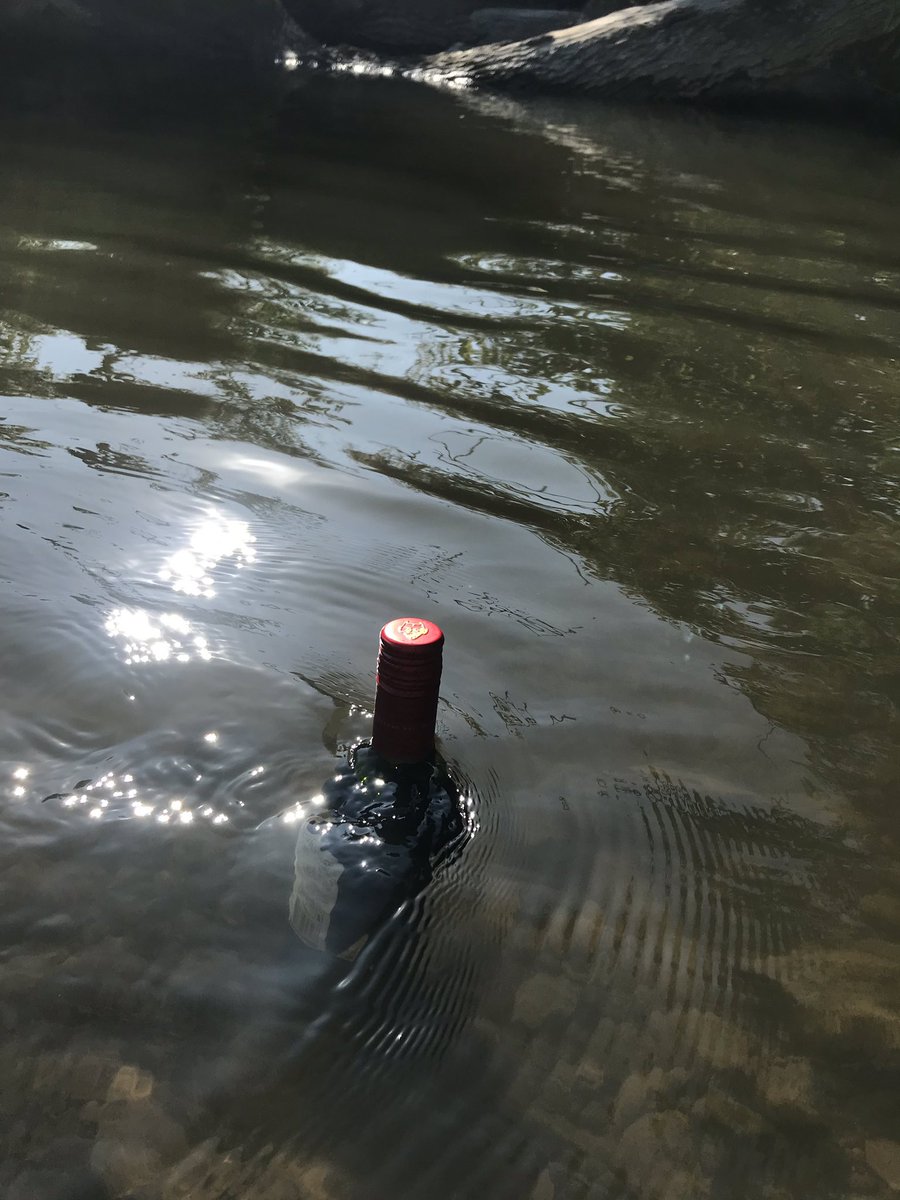 sarogers's tweet photo. When you’re sat next to a river in 29 degrees and the wine is too hot!! I have an idea ......... @JudeLHandley
#redwineproblems #wales https://t.co/xTznN3oi1c