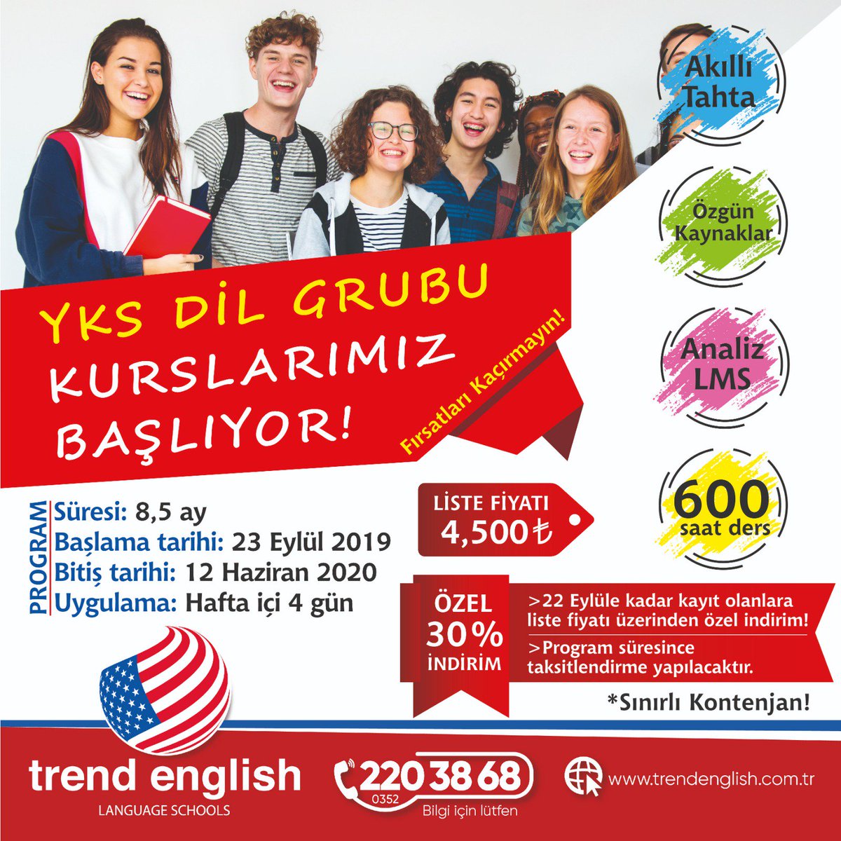 * YKS-DİL (YDT) Dilbilgisi konularının tekrarı,
* Her bir soru tipini çözmeye yönelik sınav strateji ve ipuçları,
* Kapsamlı sınav analizi,
* VIP sınıflar,
* Akıllı tahta ile öğrenim
#ŞampiyonTrabzonspor
#Edebiyatsızolmaz
#ÜniversiteliİşçilerGörülmeli
YalanHaber HukukuÇökertir