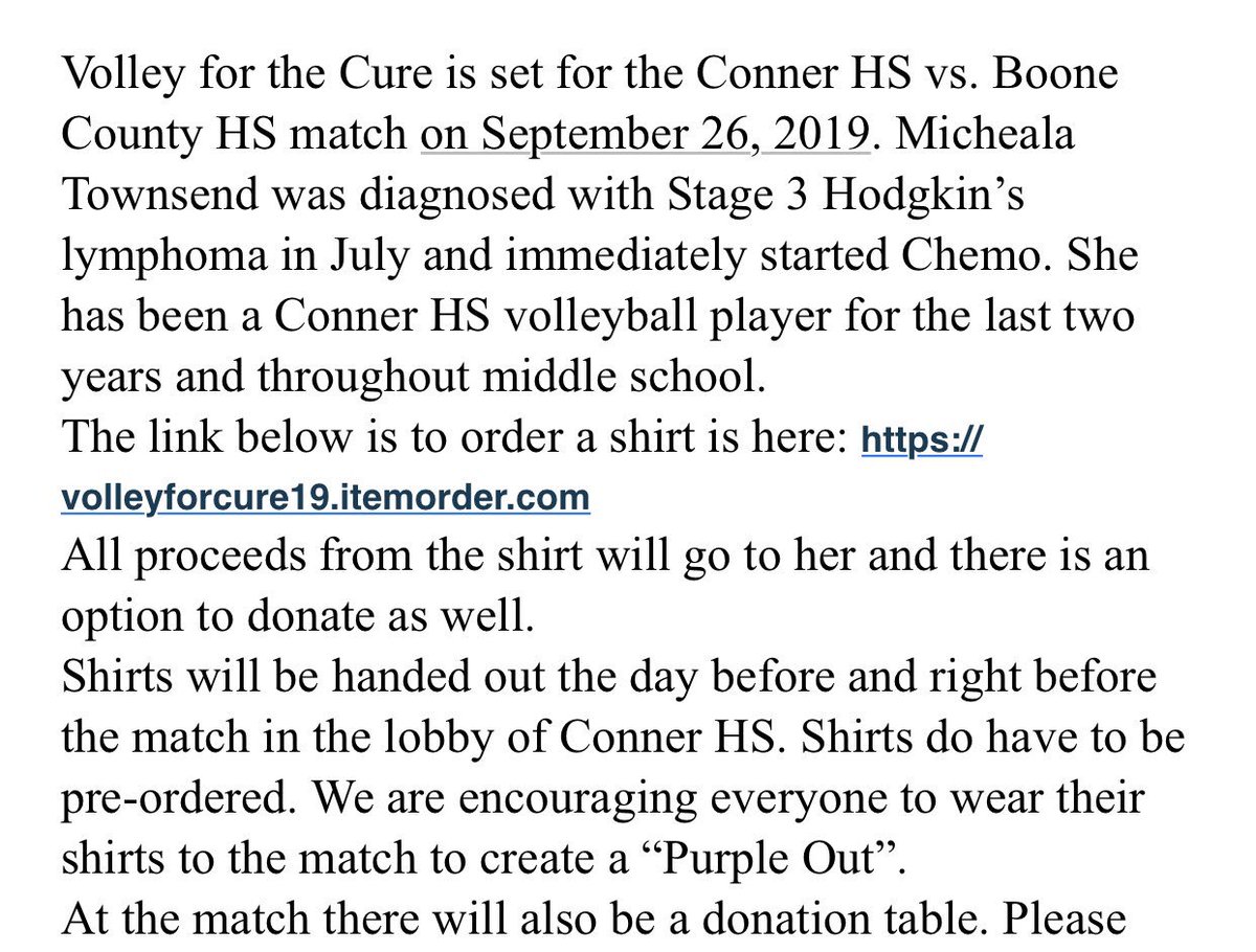 ATTENTION: anyone who wants to order a volley for the cure T-shirt and support Michaela Townsend bring your $10 tomorrow, Thursday or Friday at lunch! The vball team will be sitting out during lunch taking orders for the shirts. Wear them Sep 26! Dm with any questions! #rollcougs