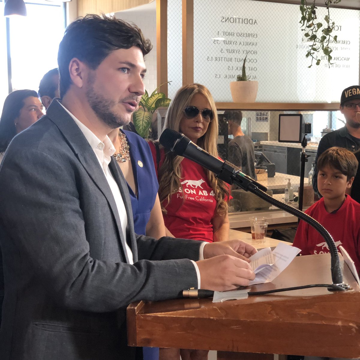 ourWEHO's tweet photo. Fur Free California AB 44 Press conference w @laurafriedman43. Extending CAs compassion. #furfee #yesonAB44 #animalwelfare @WeHoCity #weho https://t.co/D9QYWGZg87