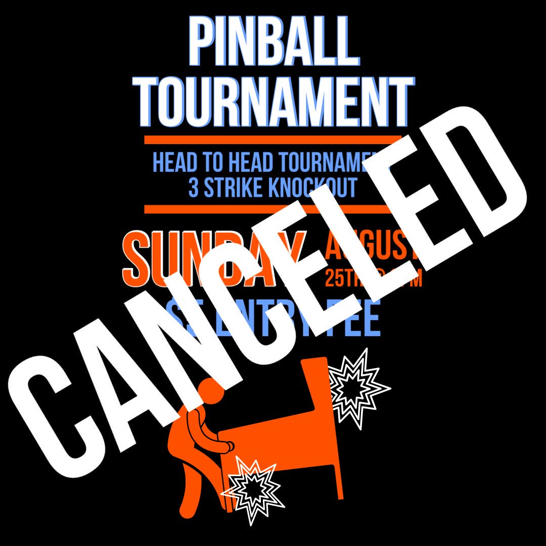 gamersarcadebar's tweet photo. We are sad to say today’s pinball tournament has be canceled! We apologize for the inconvenience! But still stop by and enjoy a $5 Long Island on special all day long!

#canceled #pinballtournament #sundayfunday #downtownspokane #$5longisland #509nightlife #pnwarcade #deals https://t.co/ZqYo9ra3GB