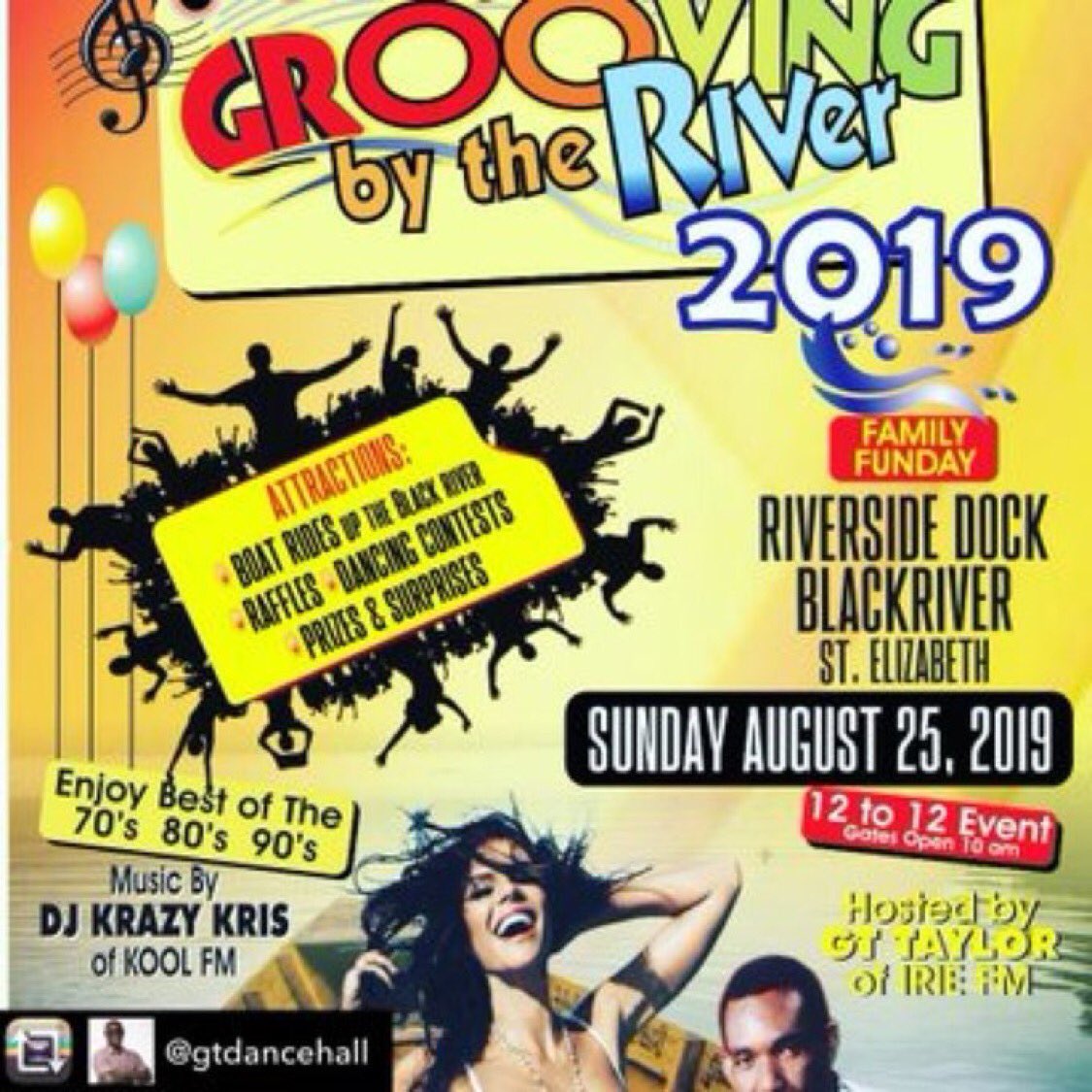 NickiNotNice's tweet photo. TODAY in Black River, St. Elizabeth, Jamaica 🇯🇲
Get to 👉🏽 Grooving by the River happening right now #CharityEvent 12 noon - 12 pm ☄️ #RetroReggae #Dancehall #KenBoothe #GtTaylor #DjKrazyKris
Go catch the show & take a #BoatRide for Nicki!!! #BlackRiverBoatRide #StBess https://t.co/dhtNiMTCl8
