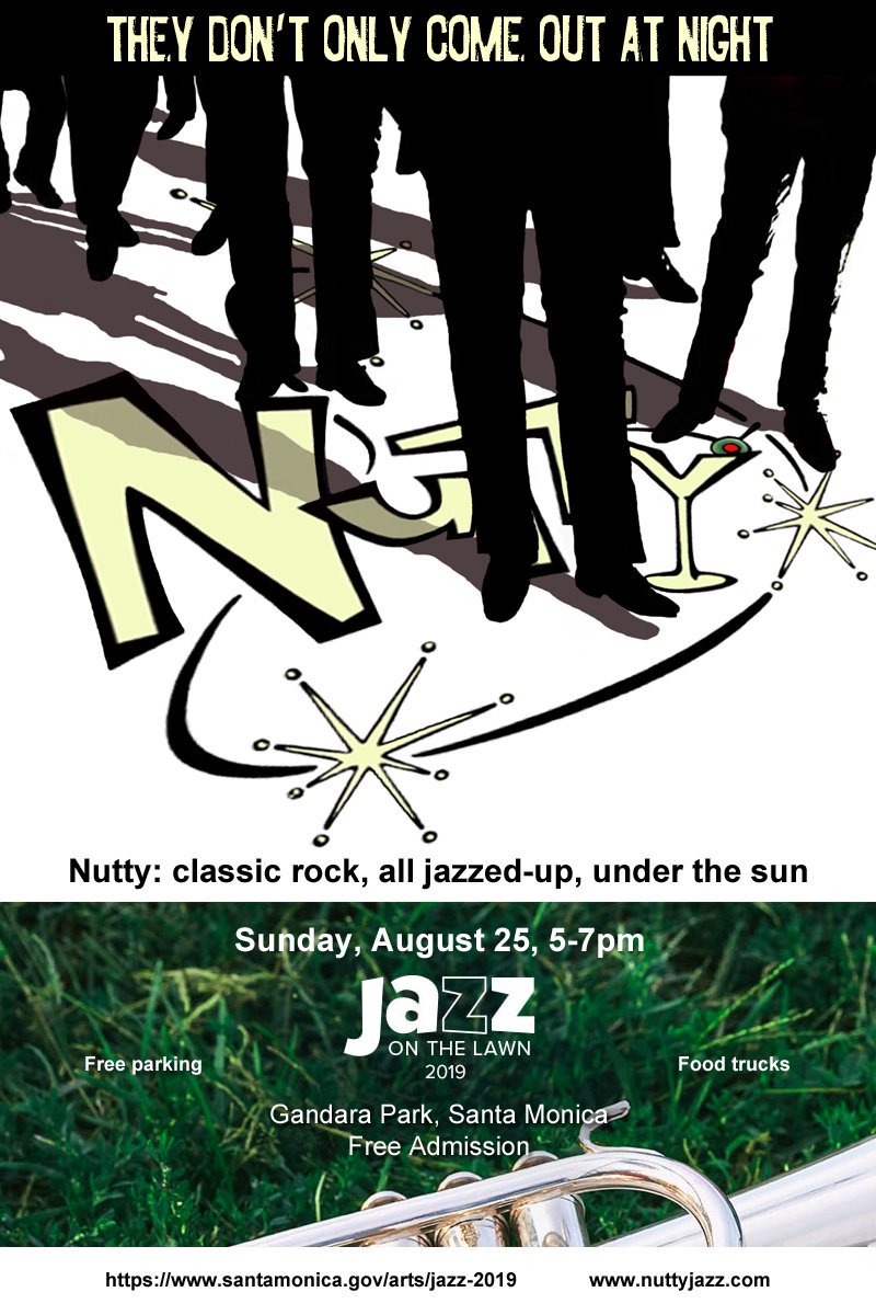 NuttyMusic's tweet photo. NUTTY in Santa Monica today!  5pm-7pm at Gandara Park.  Jazz On The Lawn, free! https://t.co/XCkC7GFEaA