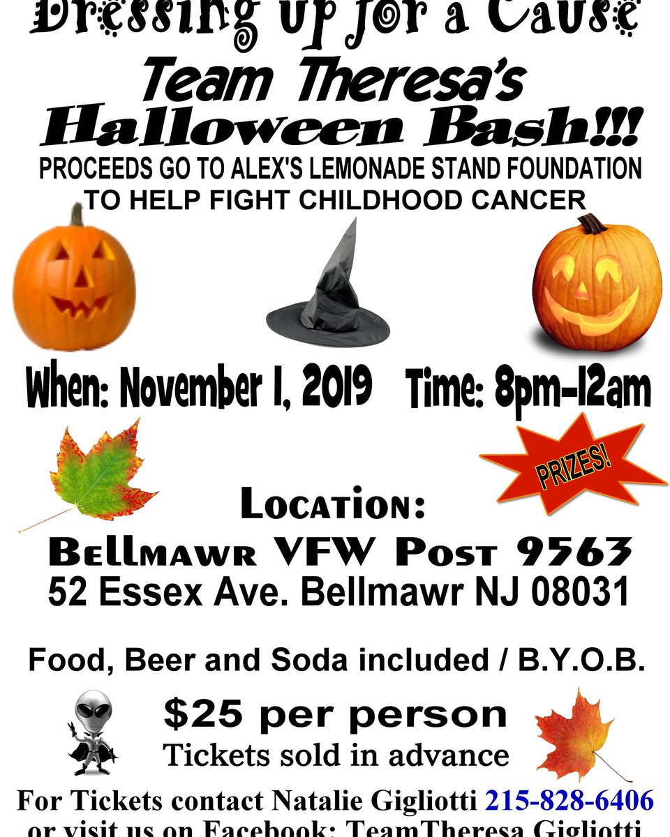 Childhood cancer awareness month is approaching in Sept. it makes us want to plan &amp; do even more to help fight childhood cancer. So why not do something fun join us 11/1 Halloween Bash: "Dressing up for a Cause"  Tix sold in advance &amp; are ready now. Spread the word.